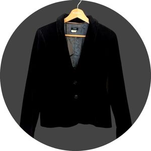 Y2K Women's J. Crew Black Velvet Blazer - Size 4